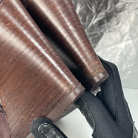 Preloved Coach Leather Ankle High Wedge Heels Shoes Size 6 - Picture 11 of 13